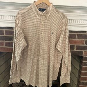 Ralph Lauren XL Classic Fit Button Down L/S Men’s Shirt tan/olive/brown/maroon